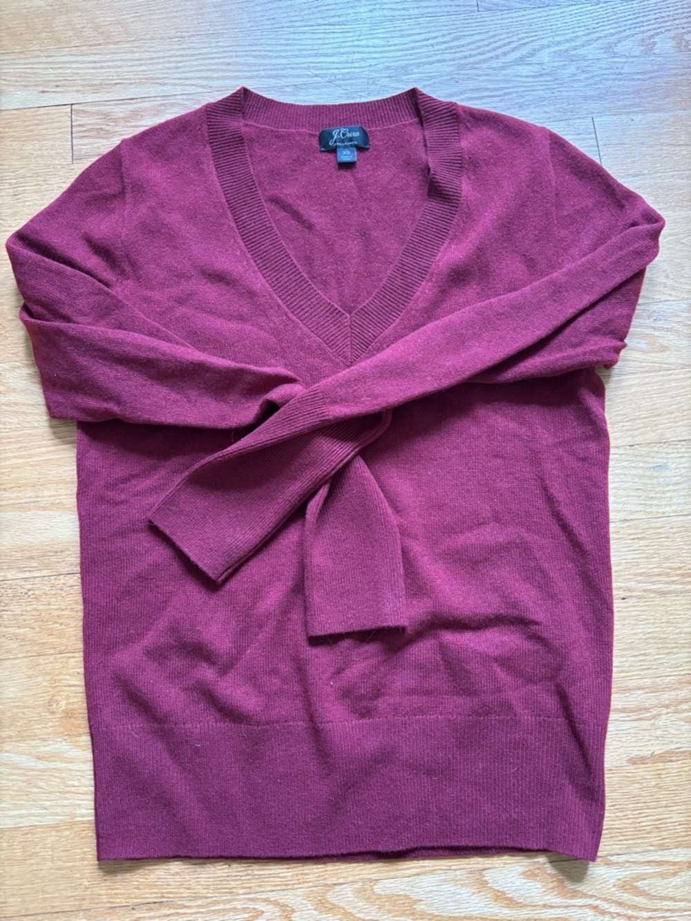 J. Crew Maroon V-Neck Cashmere Sweater